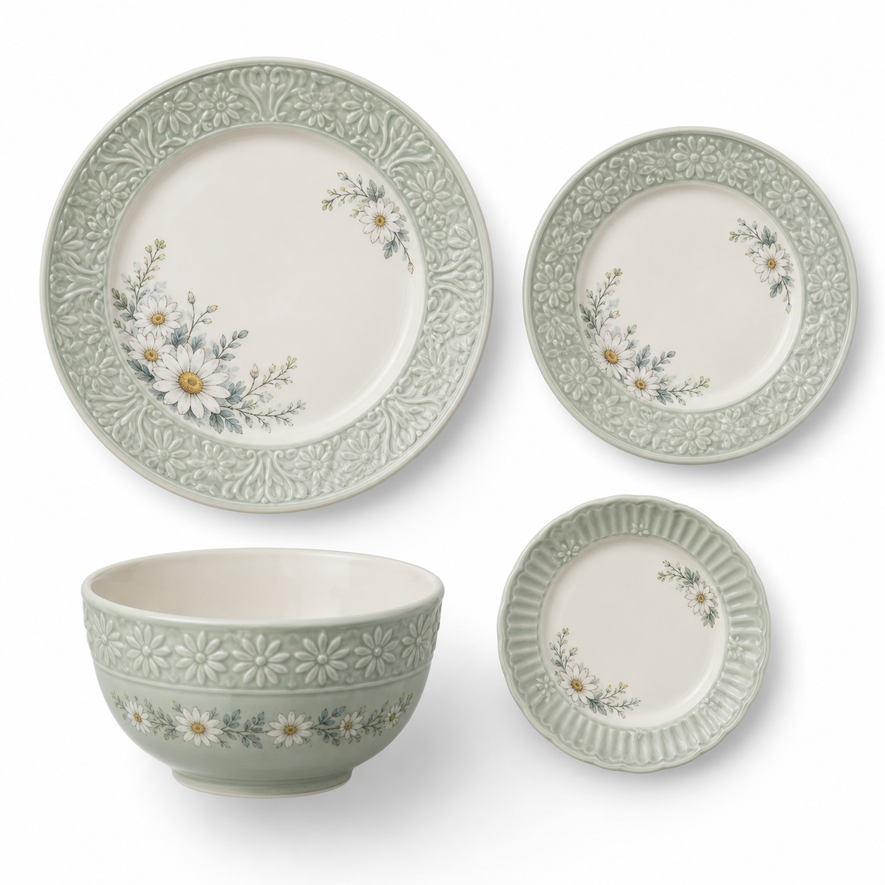 Dinnerware Place Setting · Round Embossed Rim Dinner Plate · Concept reference — catalog product view